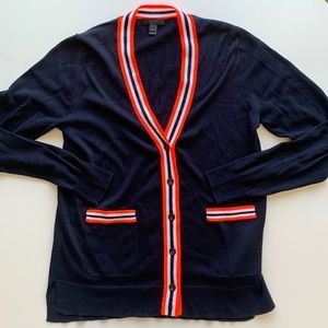 J.Crew Navy Striped Cardigan Size 6